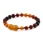 Baltic Amber Teething Bracelet. Baroque Rainbow 5mm - XB55RB1