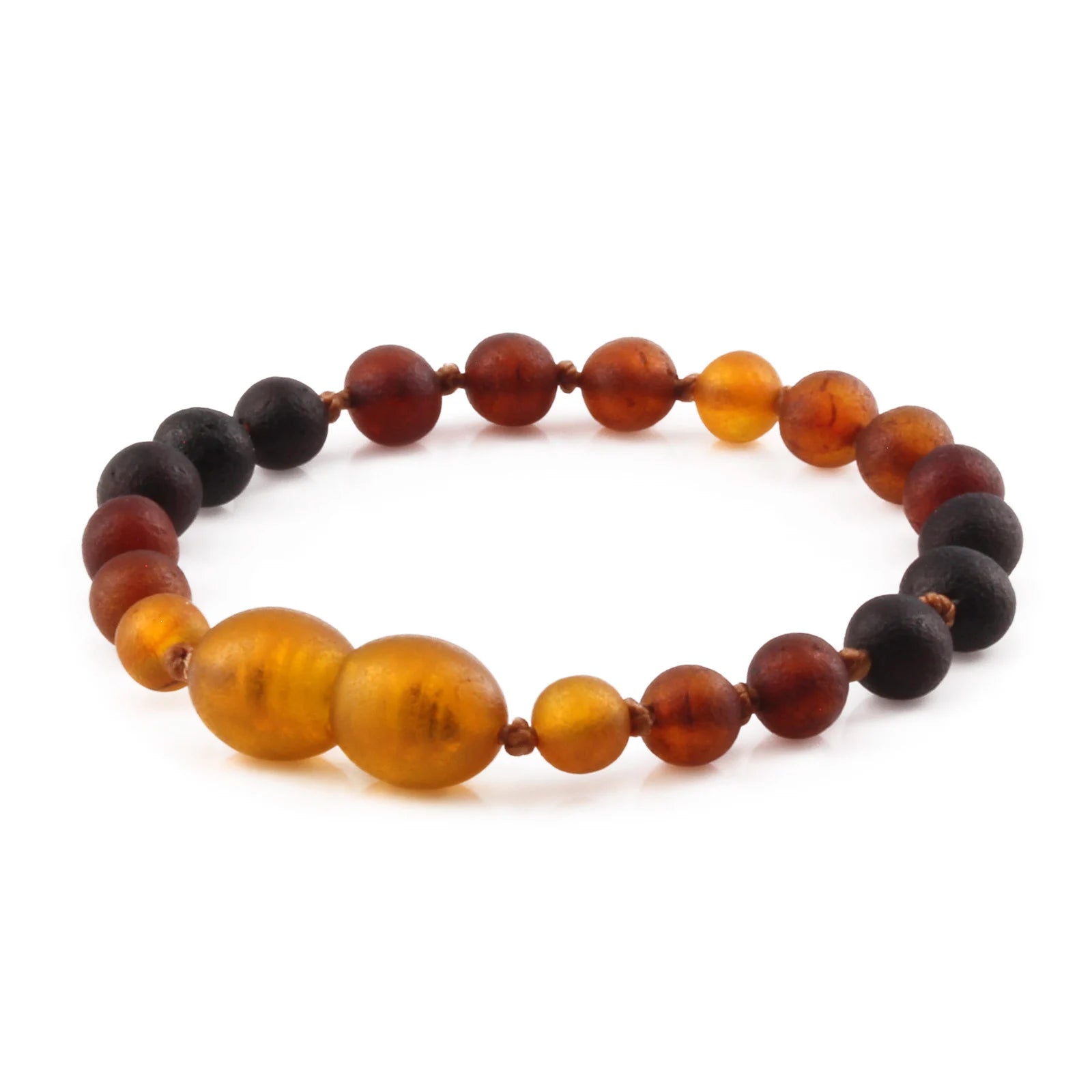 Baltic Amber Teething Bracelet. Baroque Rainbow 5mm - XB55RB3M