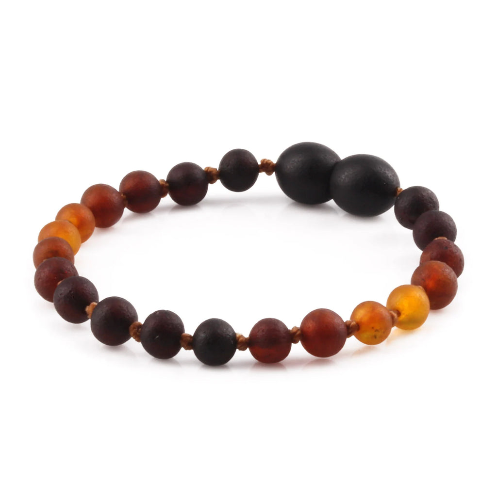 Baltic Amber Teething Bracelet. Baroque Rainbow 5mm - XB55RB2M