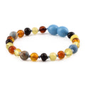 Baltic Amber Child Bracelet with Sky Blue Imperial Jasper. Baroque 5mm - LE466 V2