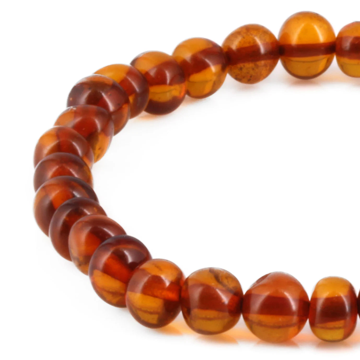 Adult Baltic Amber Bracelet. Baroque Cognac 6mm - XB65C