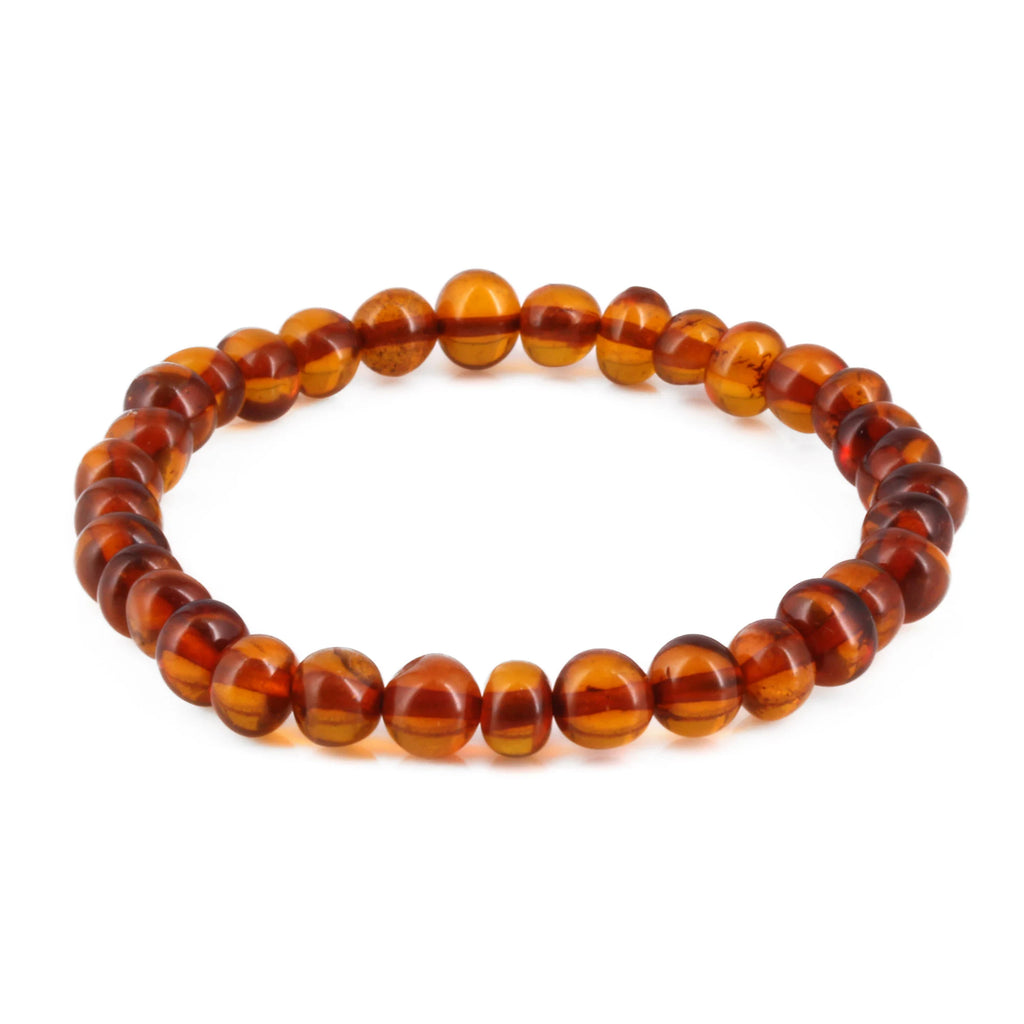 Adult Baltic Amber Bracelet. Baroque Cognac 6mm - XB65C