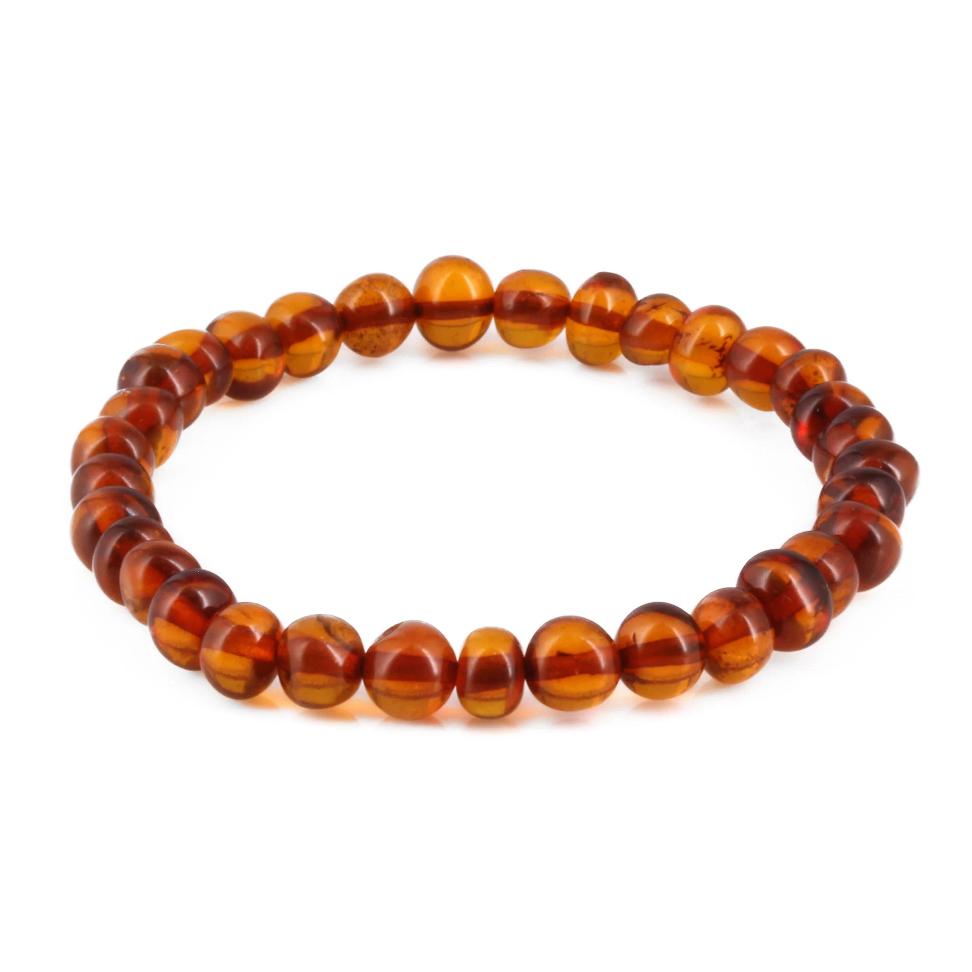 Adult Baltic Amber Bracelet. Baroque Cognac 6mm - XB65C