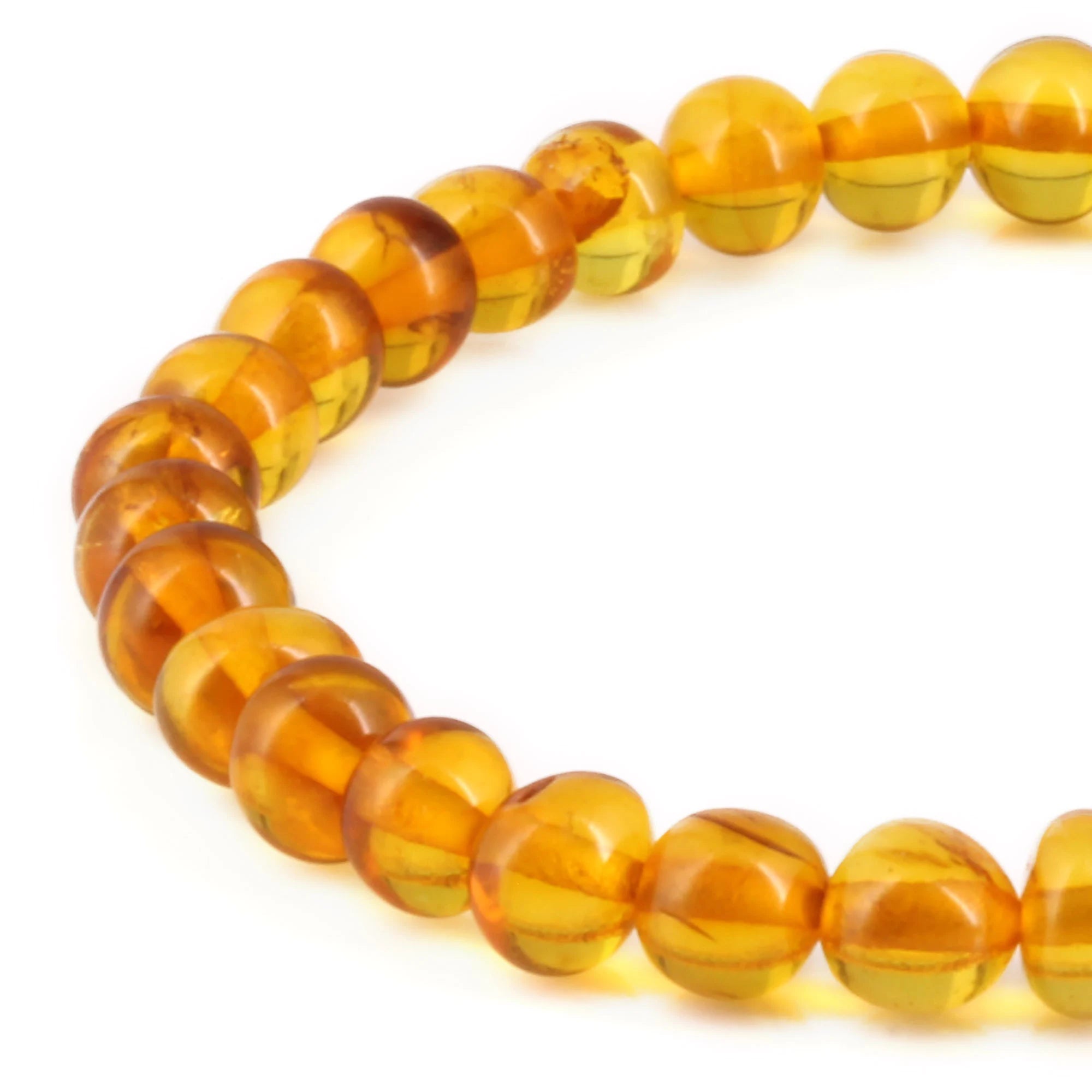 Adult Baltic Amber Bracelet. Baroque Light Cognac 6mm - XB65LC