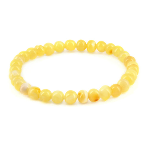 Milky yellow Baltic amber baroque adult bracelet, 18cm