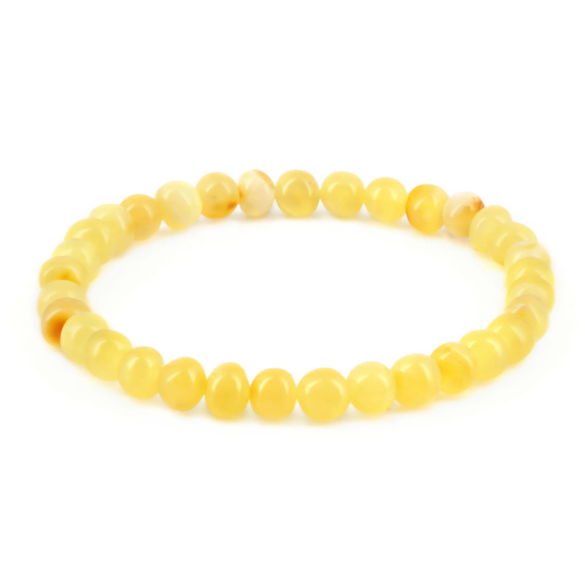 Adult Baltic Amber Bracelet. Baroque Milky Yellow 6mm - XB65MY