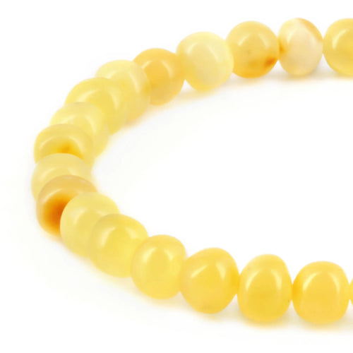 Adult Baltic Amber Bracelet. Baroque Milky Yellow 6mm - XB65MY