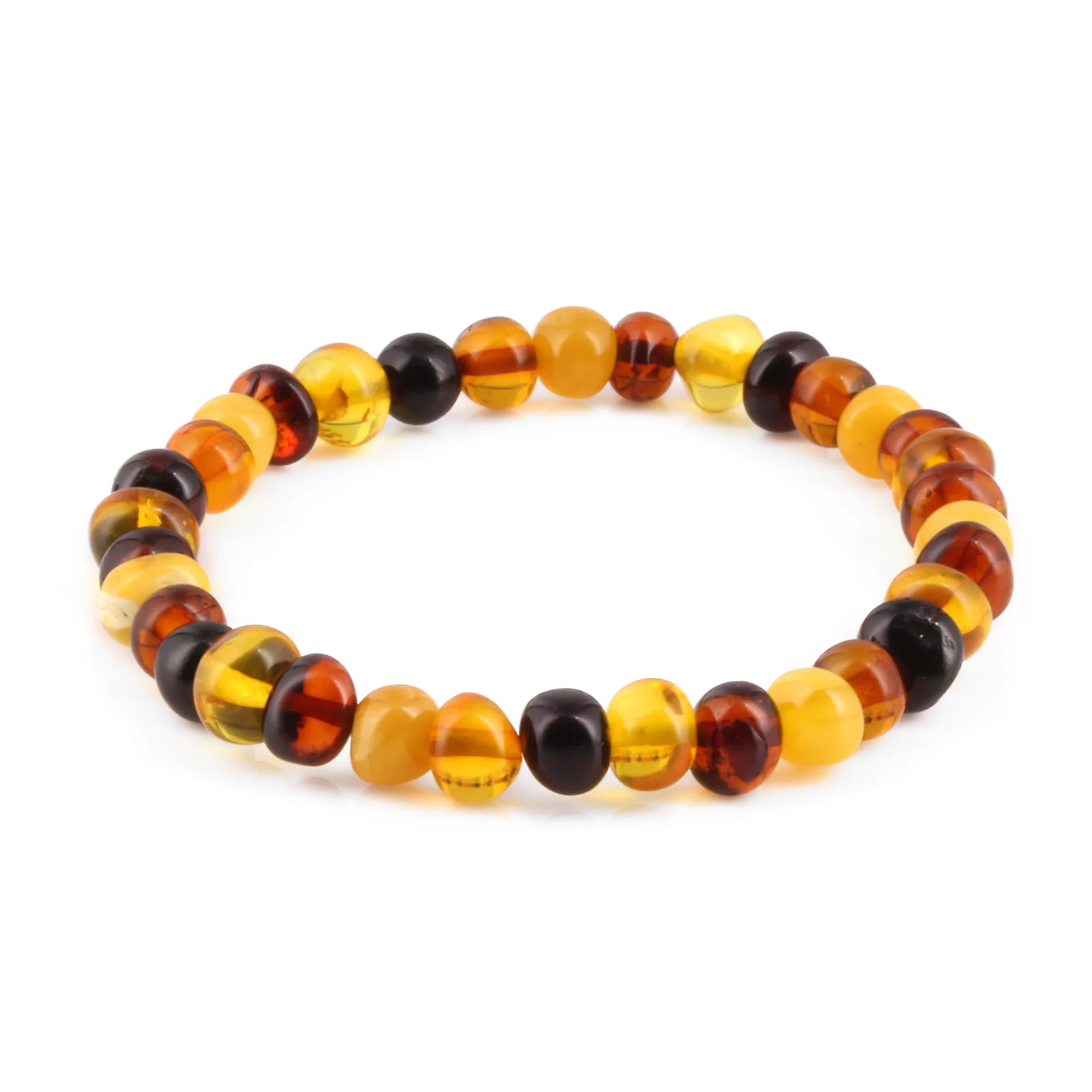 Adult Baltic Amber Bracelet. Baroque Multicolour 6mm - XB65M