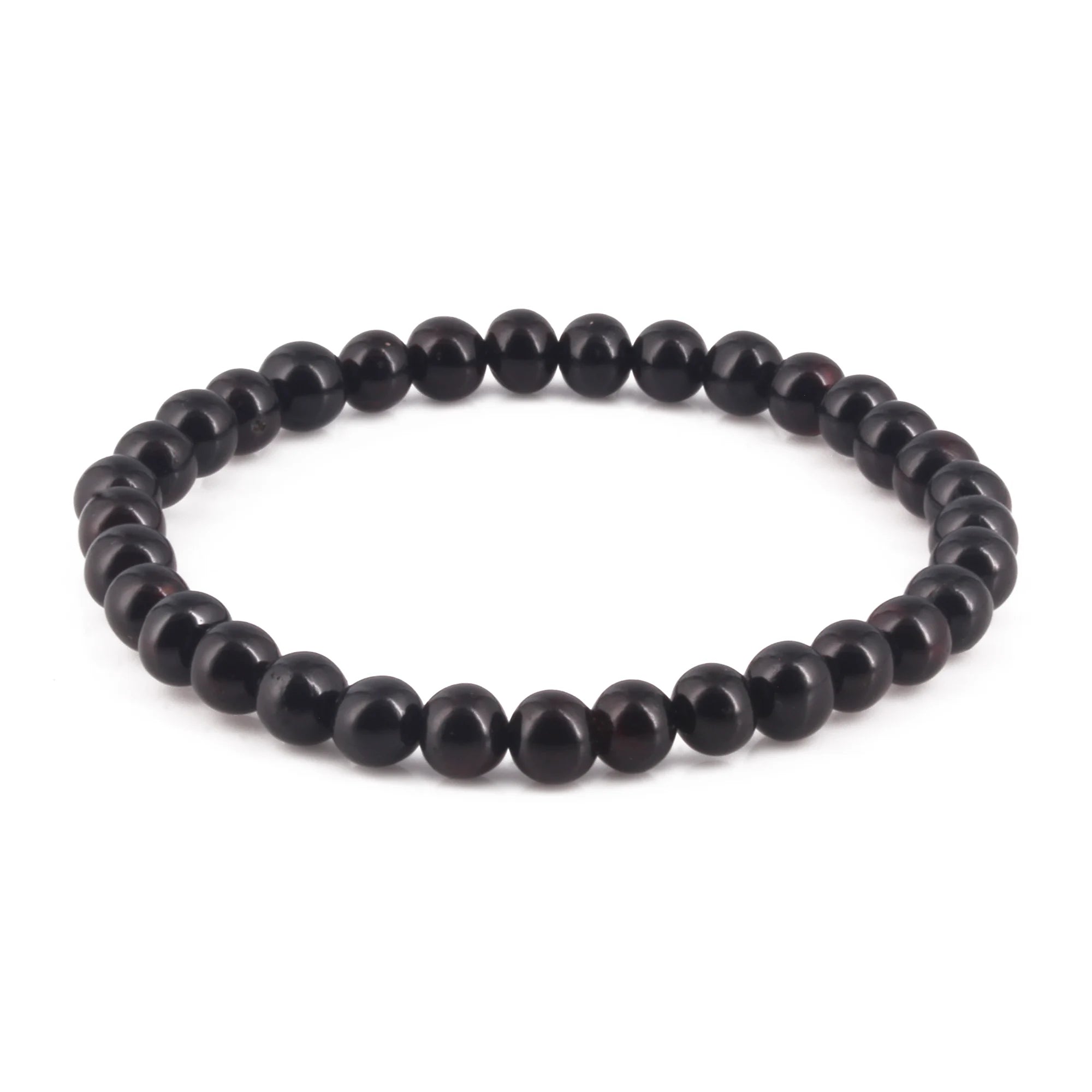 Adult Baltic Amber Bracelet. Baroque Black 6mm - XB65B