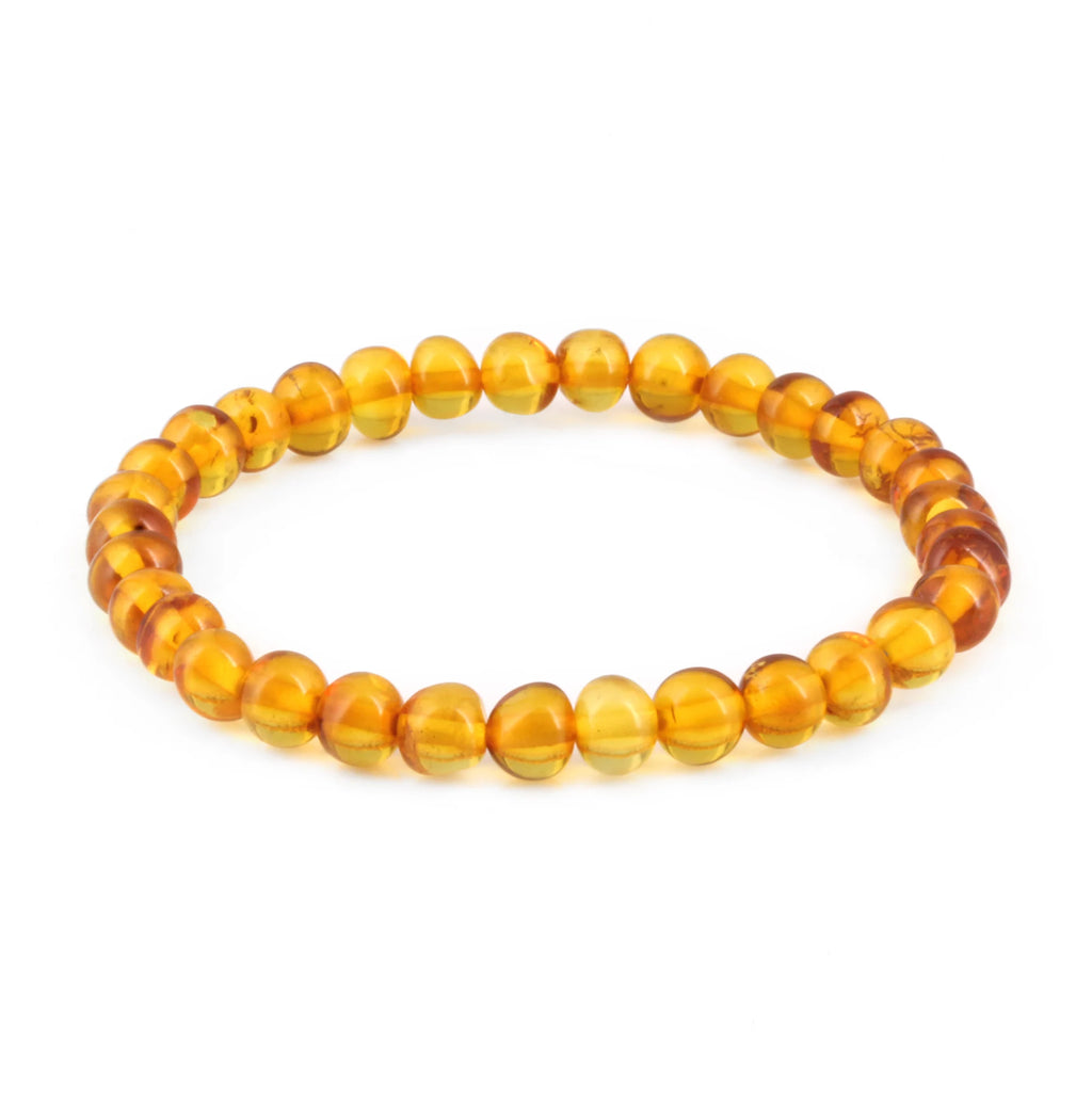 Adult Baltic Amber Bracelet. Baroque Light Cognac 6mm - XB65LC
