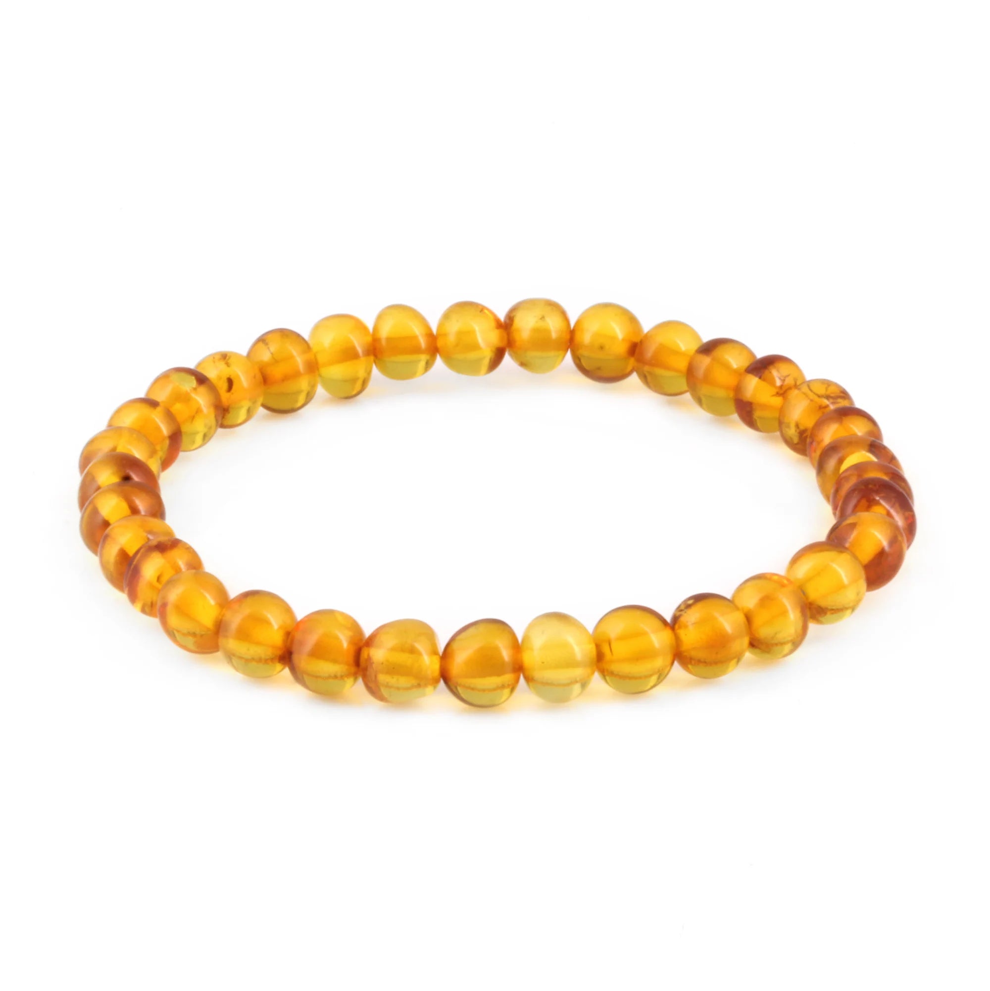 Adult Baltic Amber Bracelet. Baroque Light Cognac 6mm - XB65LC