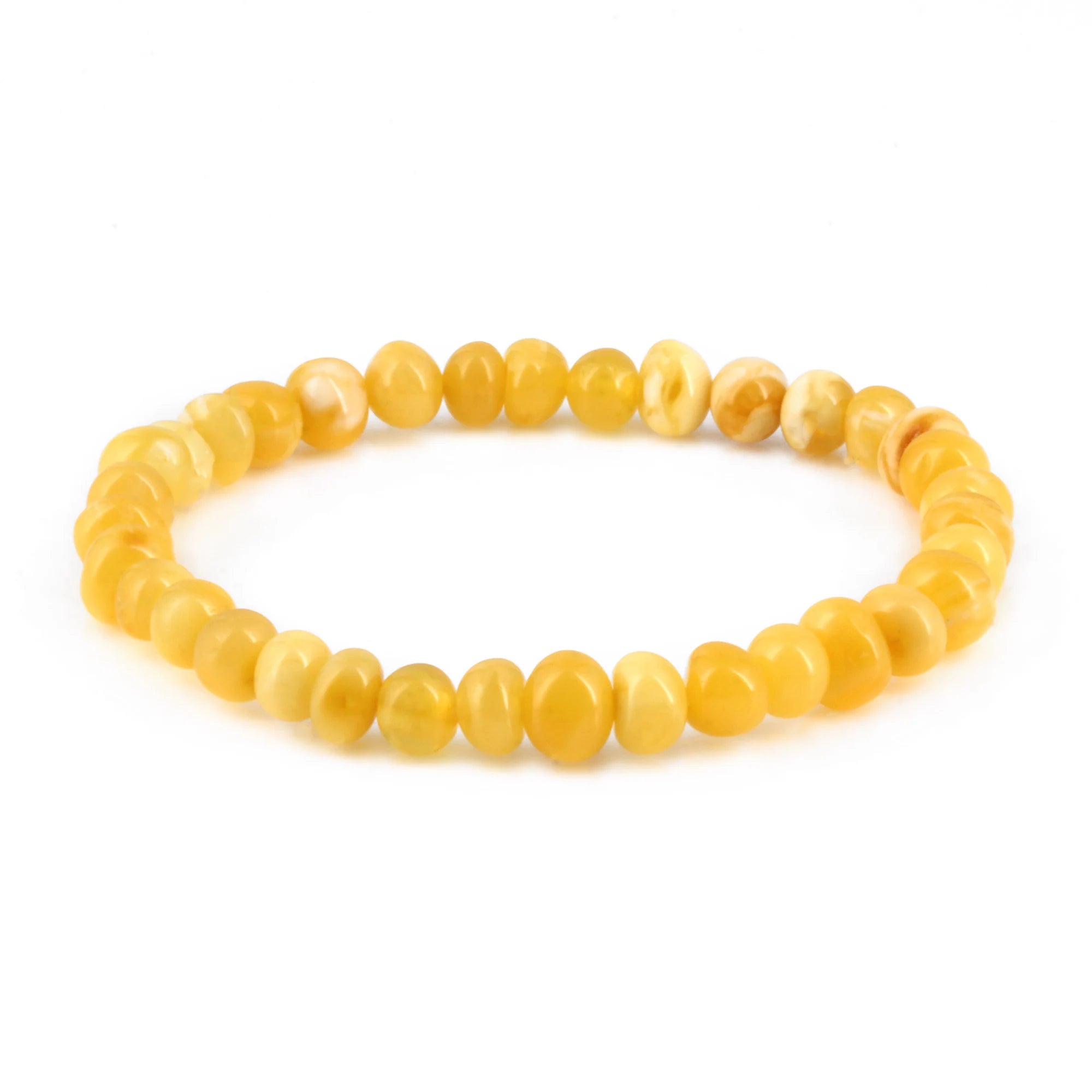 Adult Baltic Amber Bracelet. Baroque Milky Yellow 6mm - XB65MY