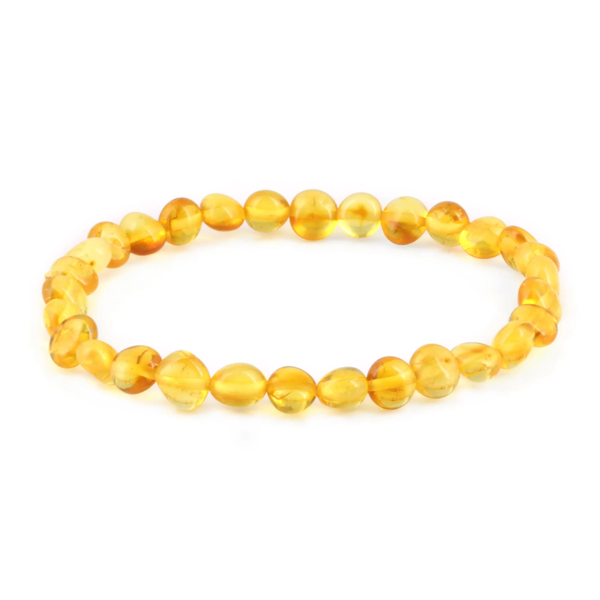 Adult Baltic Amber Bracelet. Side Drill Yellow 6mm - XS64Y
