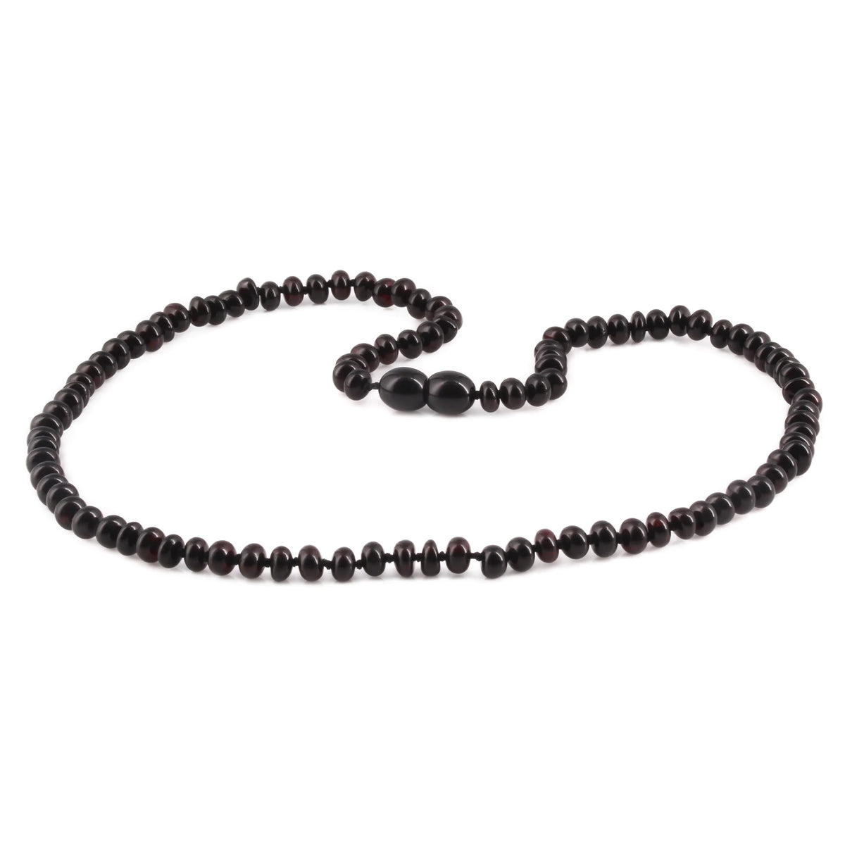 Adult Baltic Amber Necklace. Roundel Black 5mm - XR53B