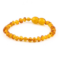 Baltic Amber Teething Bracelet. Baroque Light Cognac 4mm - XB43LC