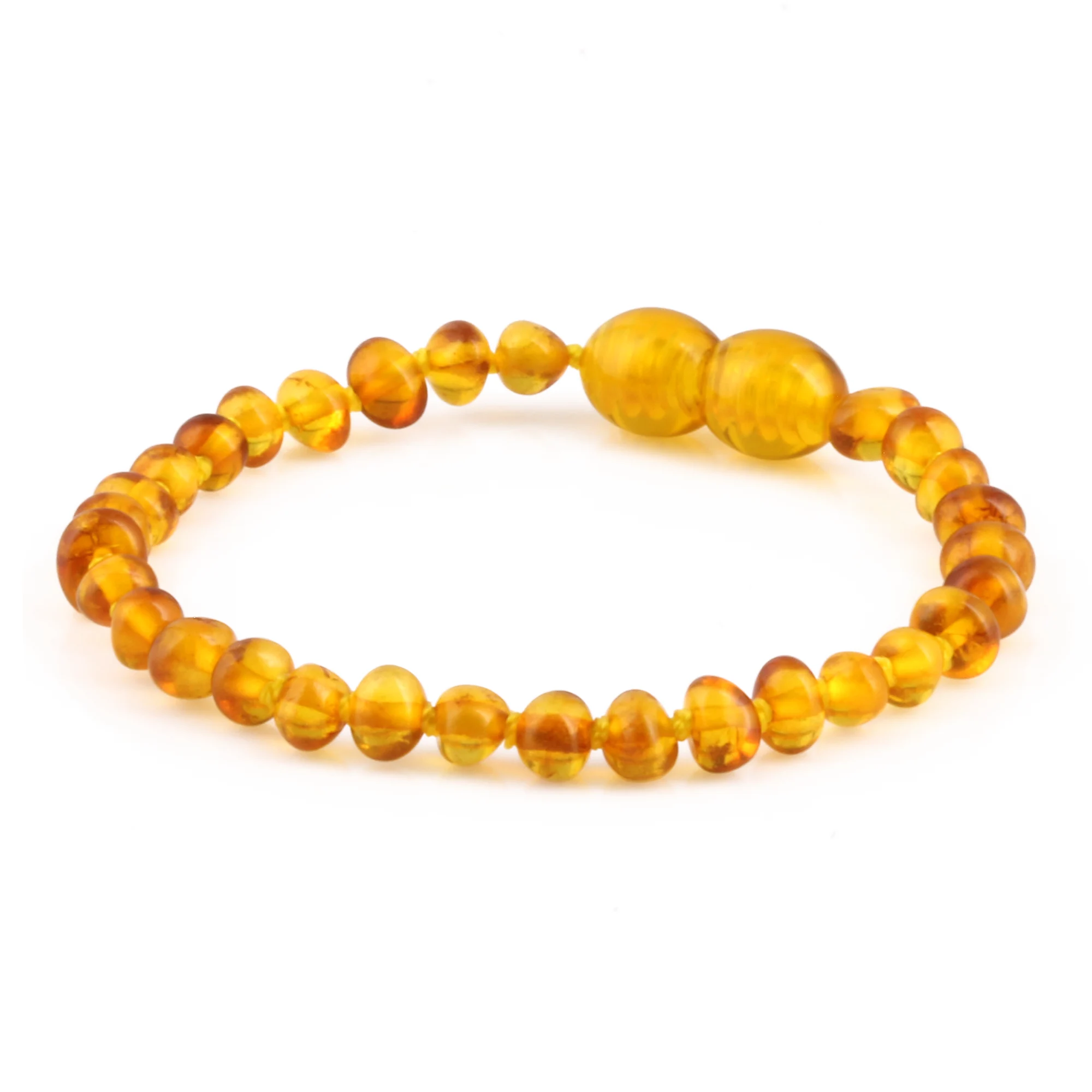 Baltic Amber Teething Bracelet. Baroque Light Cognac 4mm - XB43LC