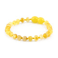 Milky yellow Baltic amber baroque children's bracelet, 14cm
