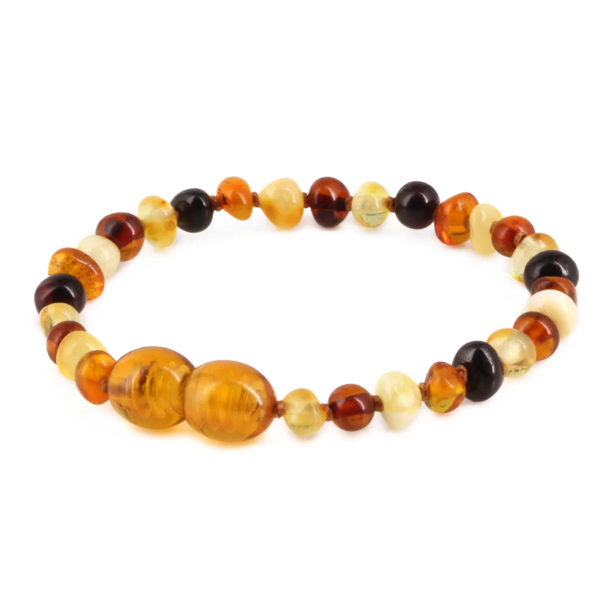 Baltic Amber Child Bracelet. Baroque Multicolour 4mm - XB43M
