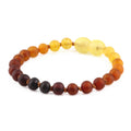 Rainbow Baltic amber baroque children's bracelet, 14cm