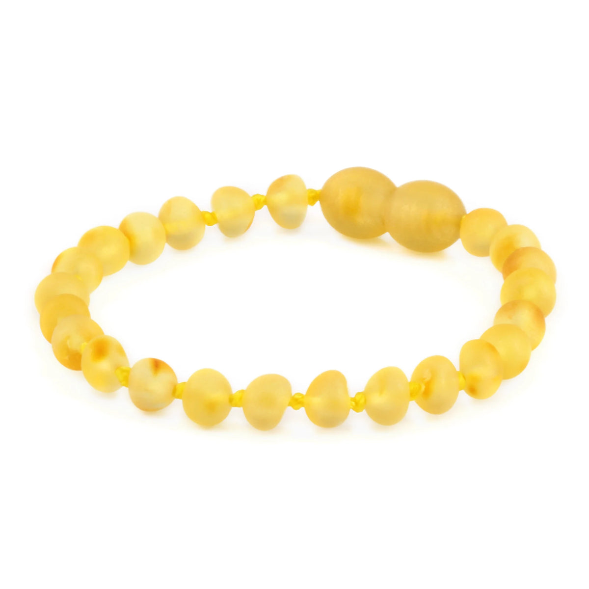Yellow Baltic amber baroque children's bracelet, 14cm