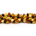 Baltic Amber Baby Teething Bracelet Baroque Multicolor Glossy Finish - Wholesale Lot of 10pcs - 14cm / 5.5in - XB54M1