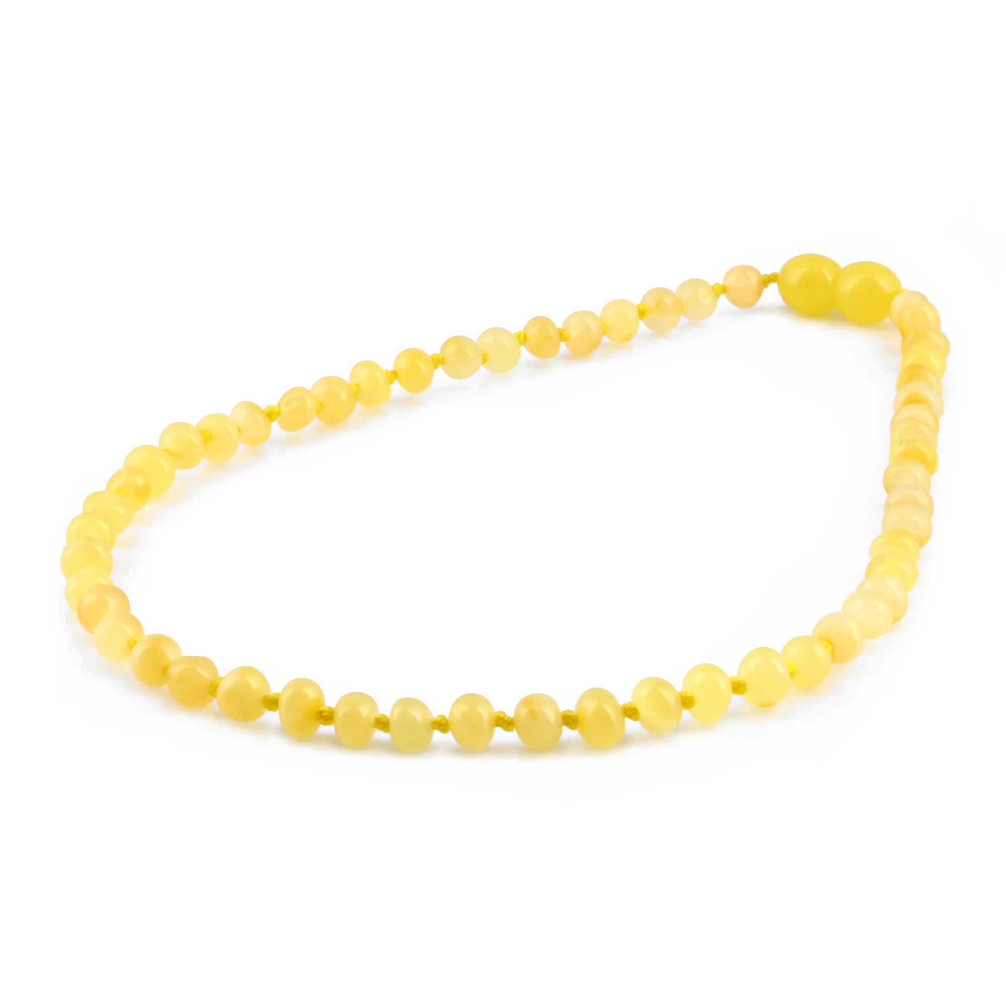 Natural Baltic Amber Junior Necklace. Baroque Milky Yellow 5mm - XB54MY