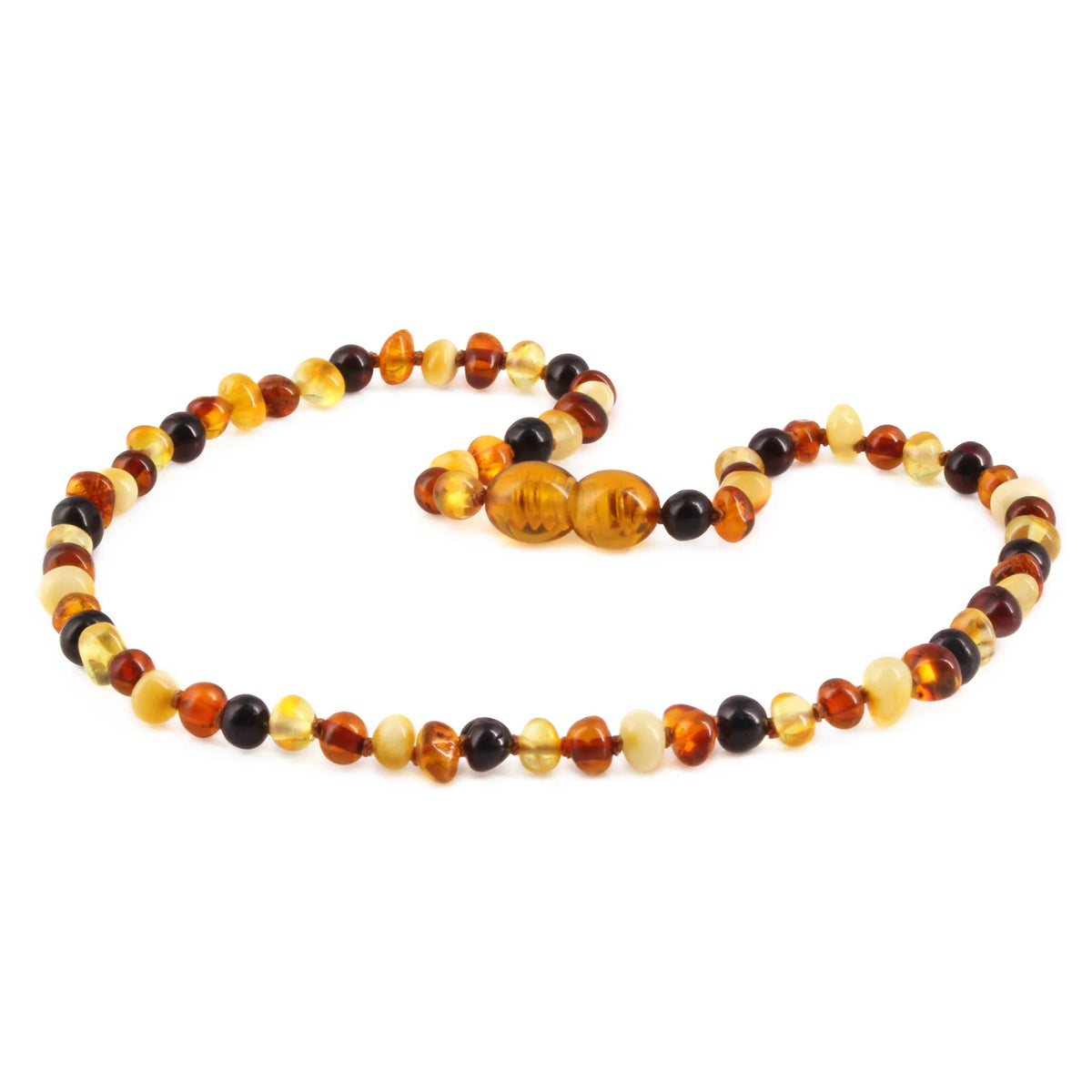 Multicolour Baltic amber baroque children's necklace, 32cm