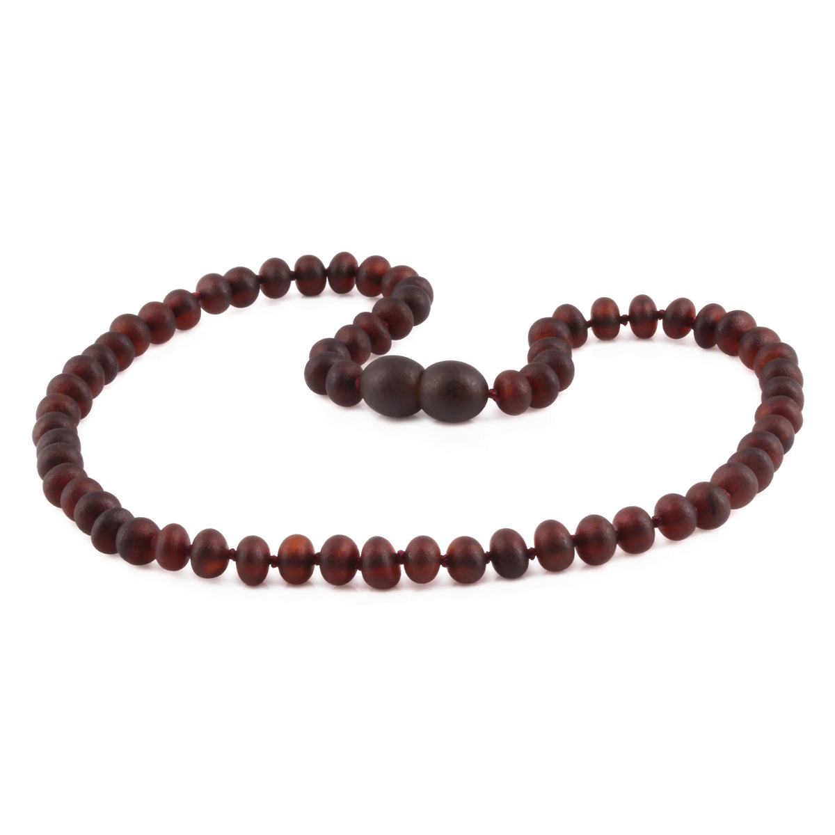 Dark cognac Baltic amber roundel children's necklace, 32cm