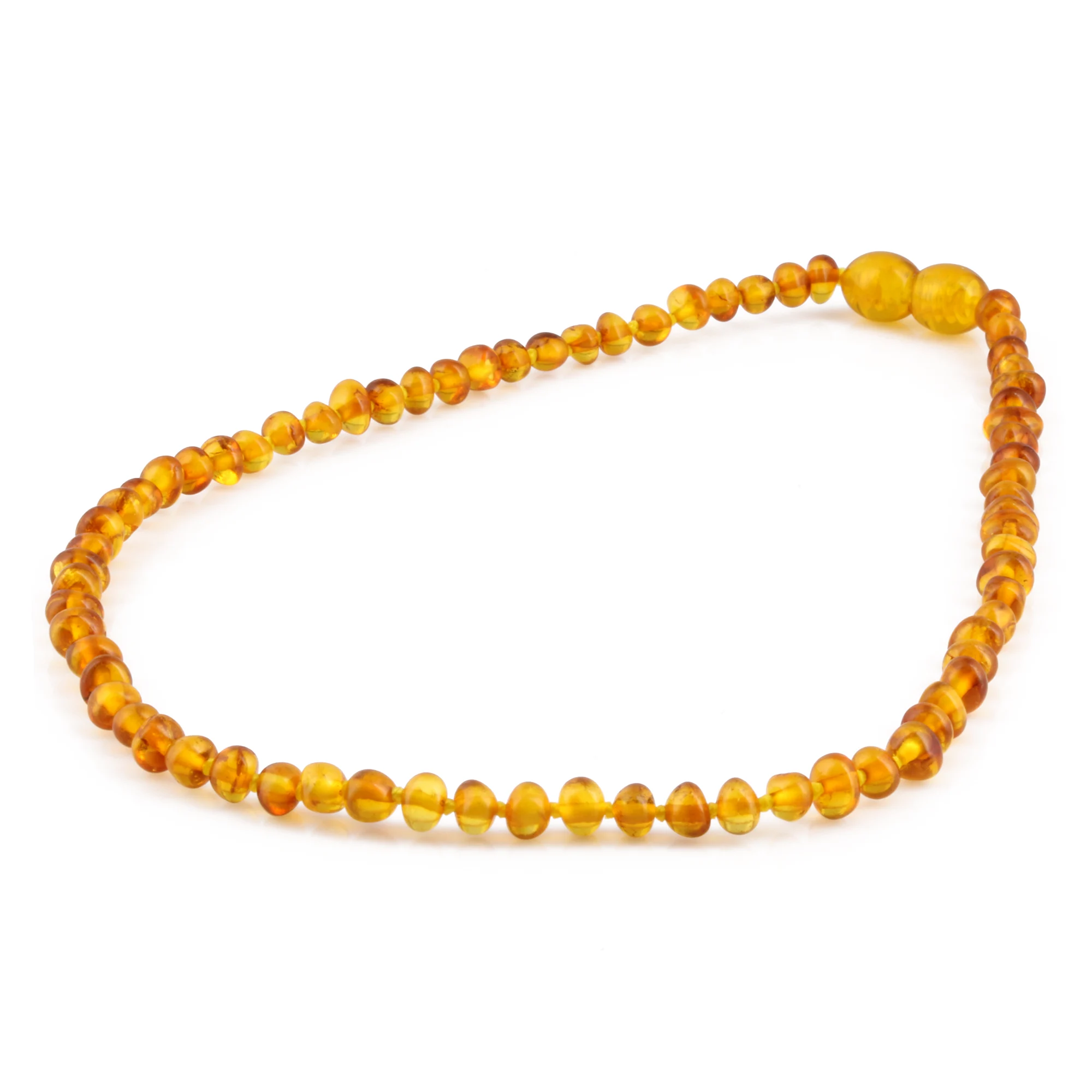 Baltic Amber Baby Teething Necklace Baroque Light Cognac Glossy Finish - Wholesale Lot of 10pcs - 32cm / 12.6in - XB43LC