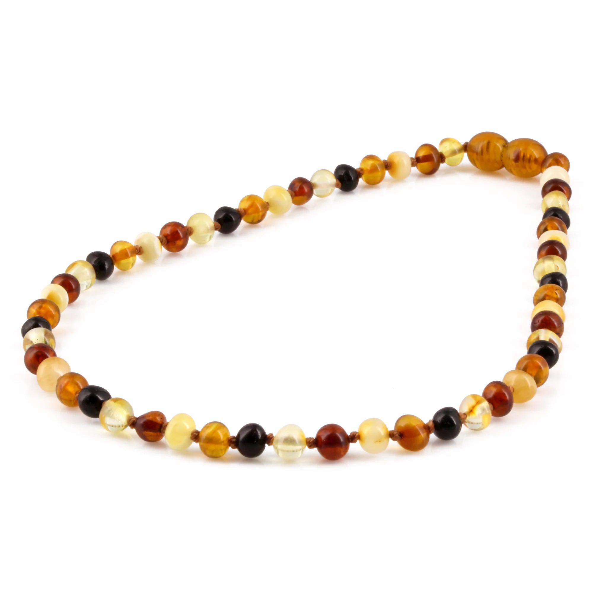 Baltic Amber Baby Teething Necklace Baroque Multicolor Glossy Finish - Wholesale Lot of 10pcs - 32cm / 12.6in - XB54M