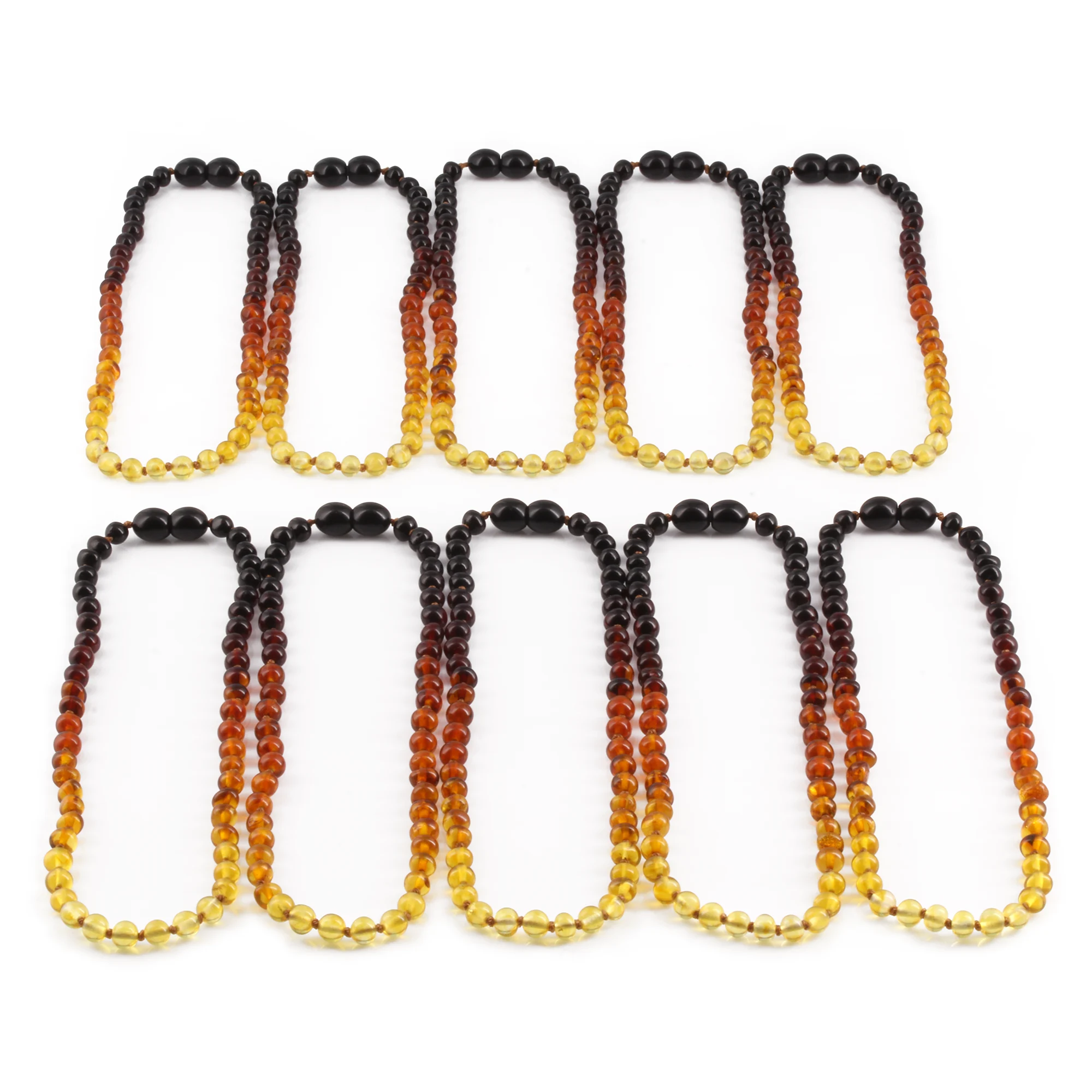 Baltic Amber Baby Teething Necklace Baroque Rainbow Glossy Finish - Wholesale Lot of 10pcs - 32cm / 12.6in - XB54R2