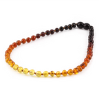 Baltic Amber Baby Teething Necklace Baroque Rainbow Glossy Finish - Wholesale Lot of 10pcs - 32cm / 12.6in - XB54R2