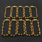 Baltic Amber Baby Teething Necklace Baroque Multicolor Glossy Finish - Wholesale Lot of 10pcs - 32cm / 12.6in - XB54M1