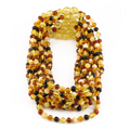 Baltic Amber Baby Teething Necklace Baroque Multicolor Glossy Finish - Wholesale Lot of 10pcs - 32cm / 12.6in - XB54M1