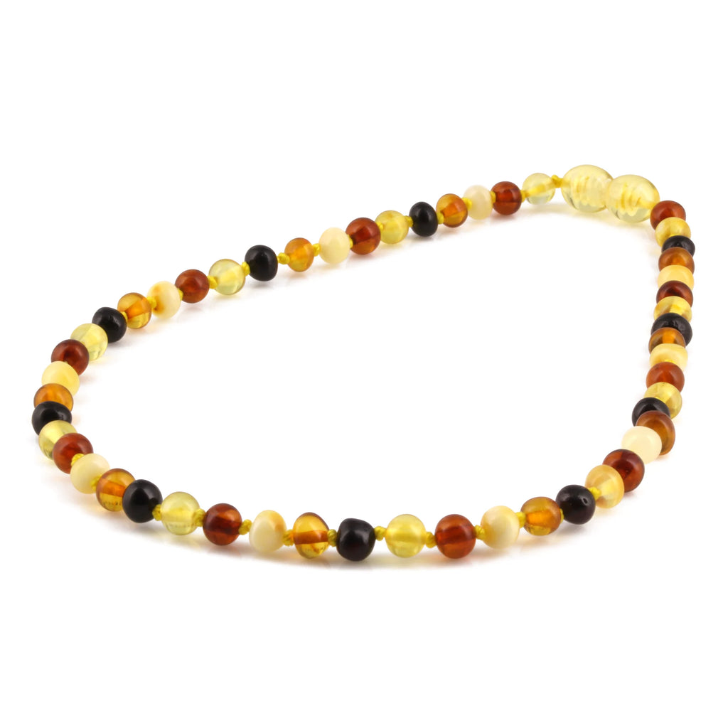 Baltic Amber Baby Teething Necklace Baroque Multicolor Glossy Finish - Wholesale Lot of 10pcs - 32cm / 12.6in - XB54M1