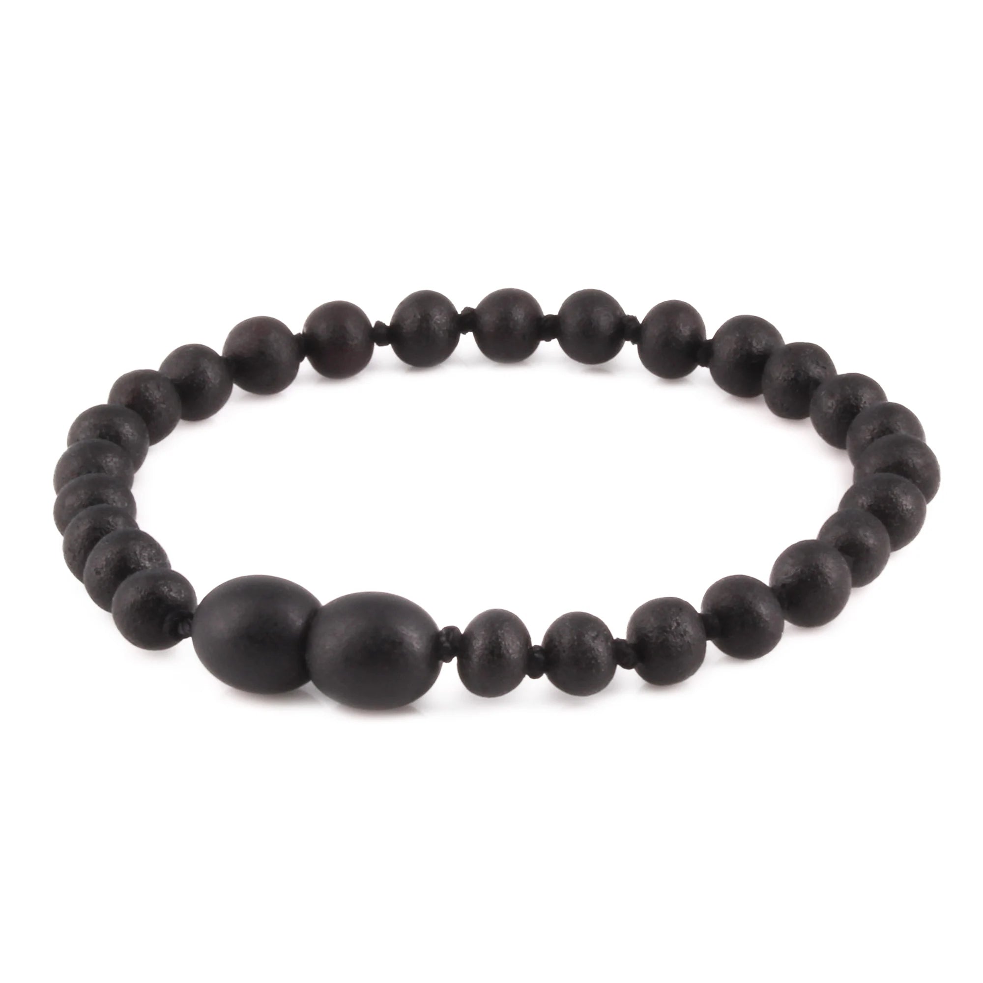 Natural Baltic Amber Junior Bracelet. Baroque Black 5mm - XB54BM