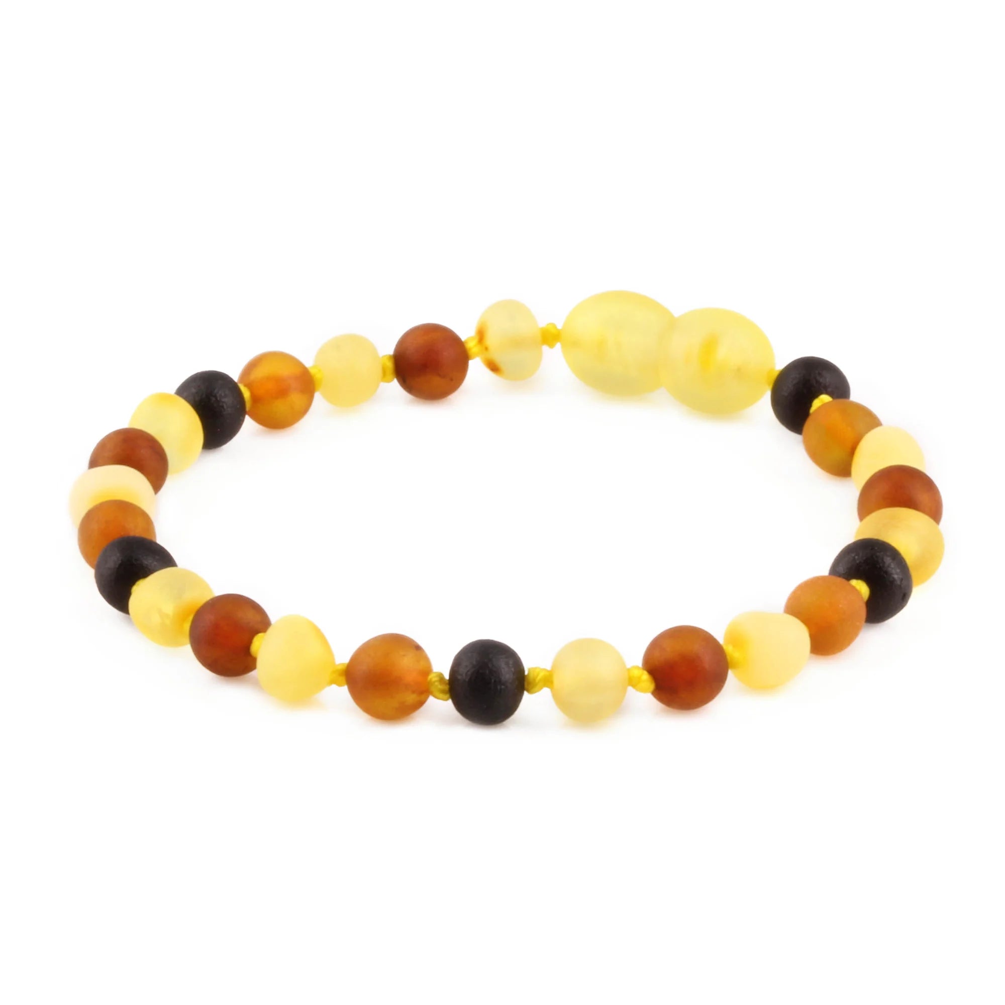 Natural Baltic Amber Junior Bracelet. Baroque Multicolour 5mm - XB54M1M