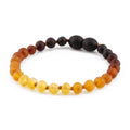 Rainbow Baltic amber baroque junior bracelet, 16cm