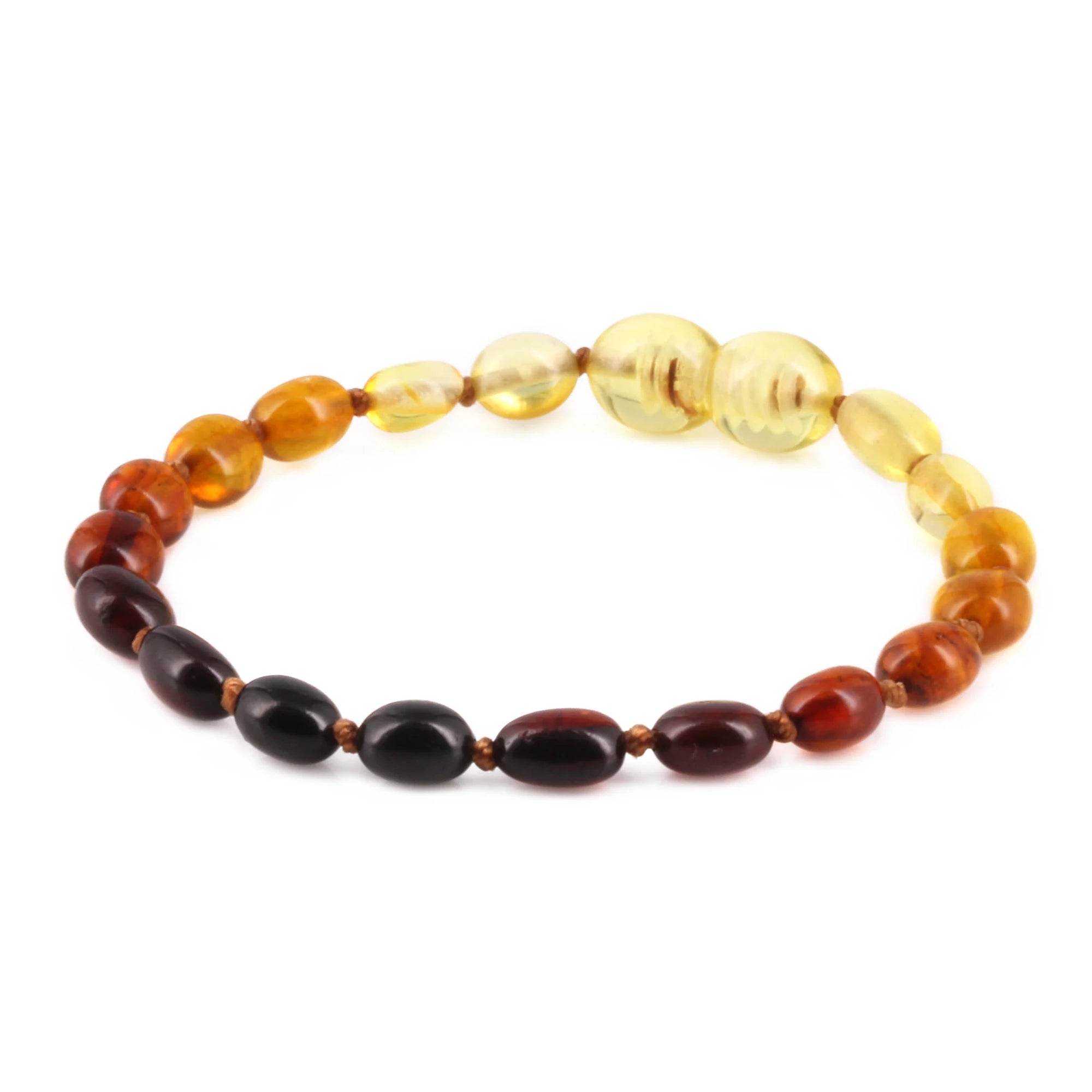 Natural Baltic Amber Junior Bracelet. Olive Rainbow 5mm - XO54R1