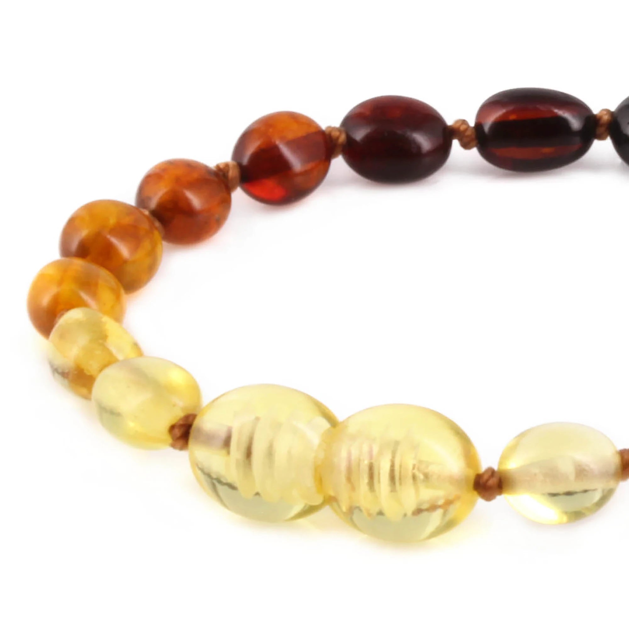 Natural Baltic Amber Junior Bracelet. Olive Rainbow 5mm - XO54R1