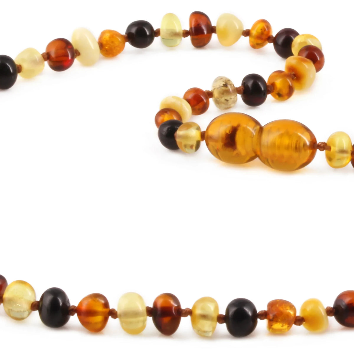 Natural Baltic Amber Junior Necklace. Baroque Multicolour 4mm - XB43M