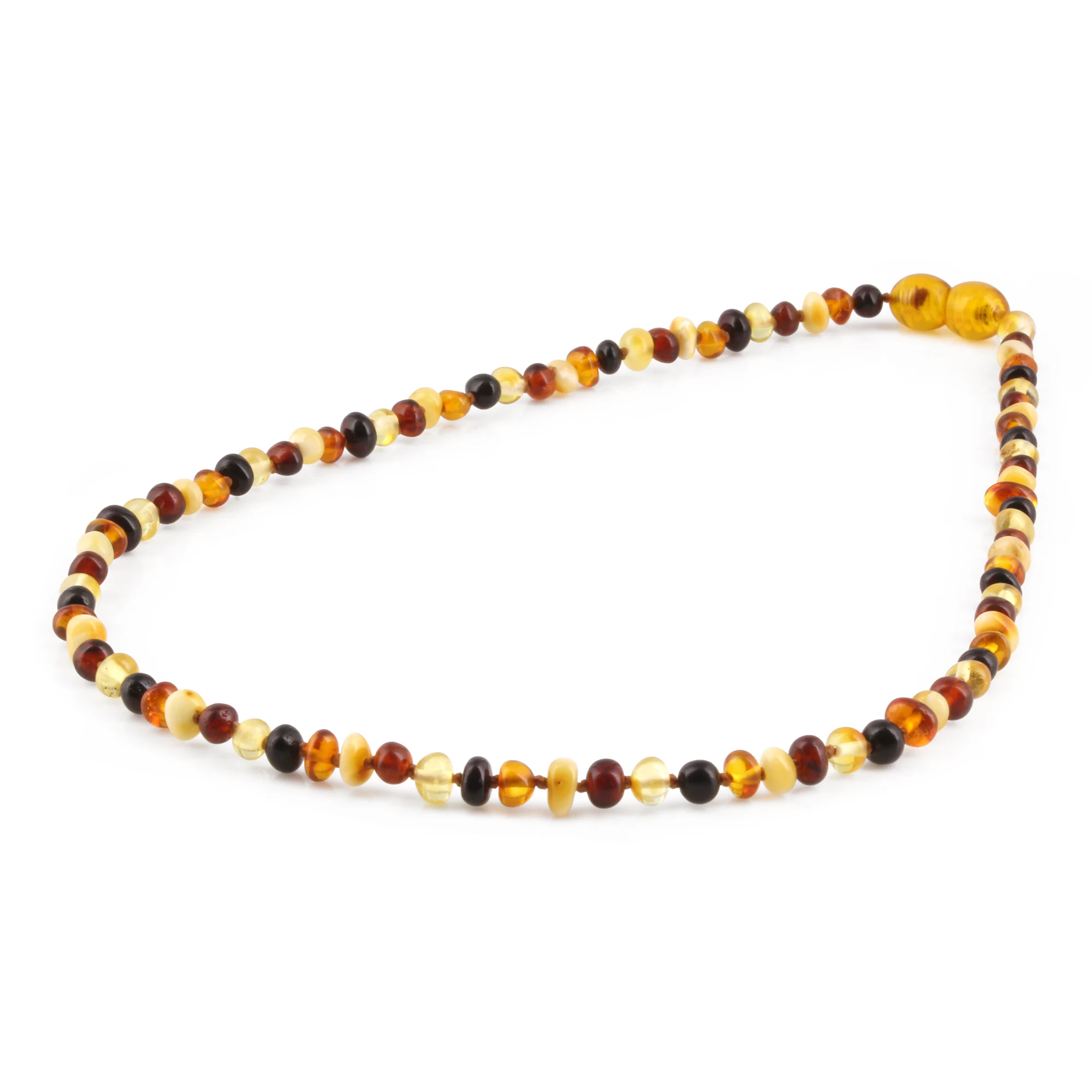 Natural Baltic Amber Junior Necklace. Baroque Multicolour 4mm - XB43M