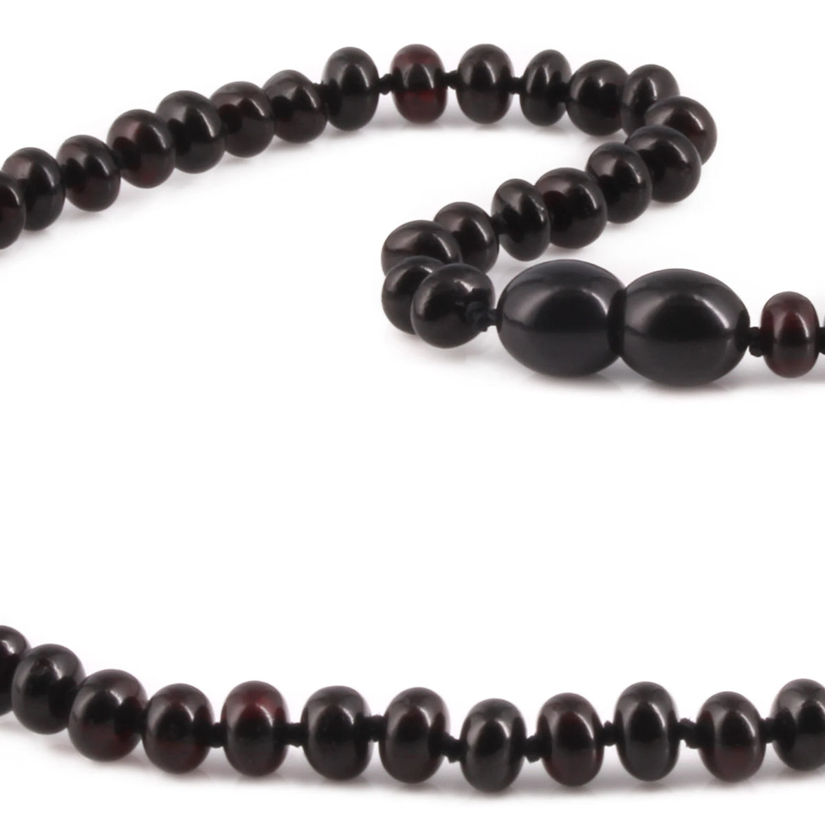 Natural Baltic Amber Junior Necklace. Roundel Black 5mm - XR53B