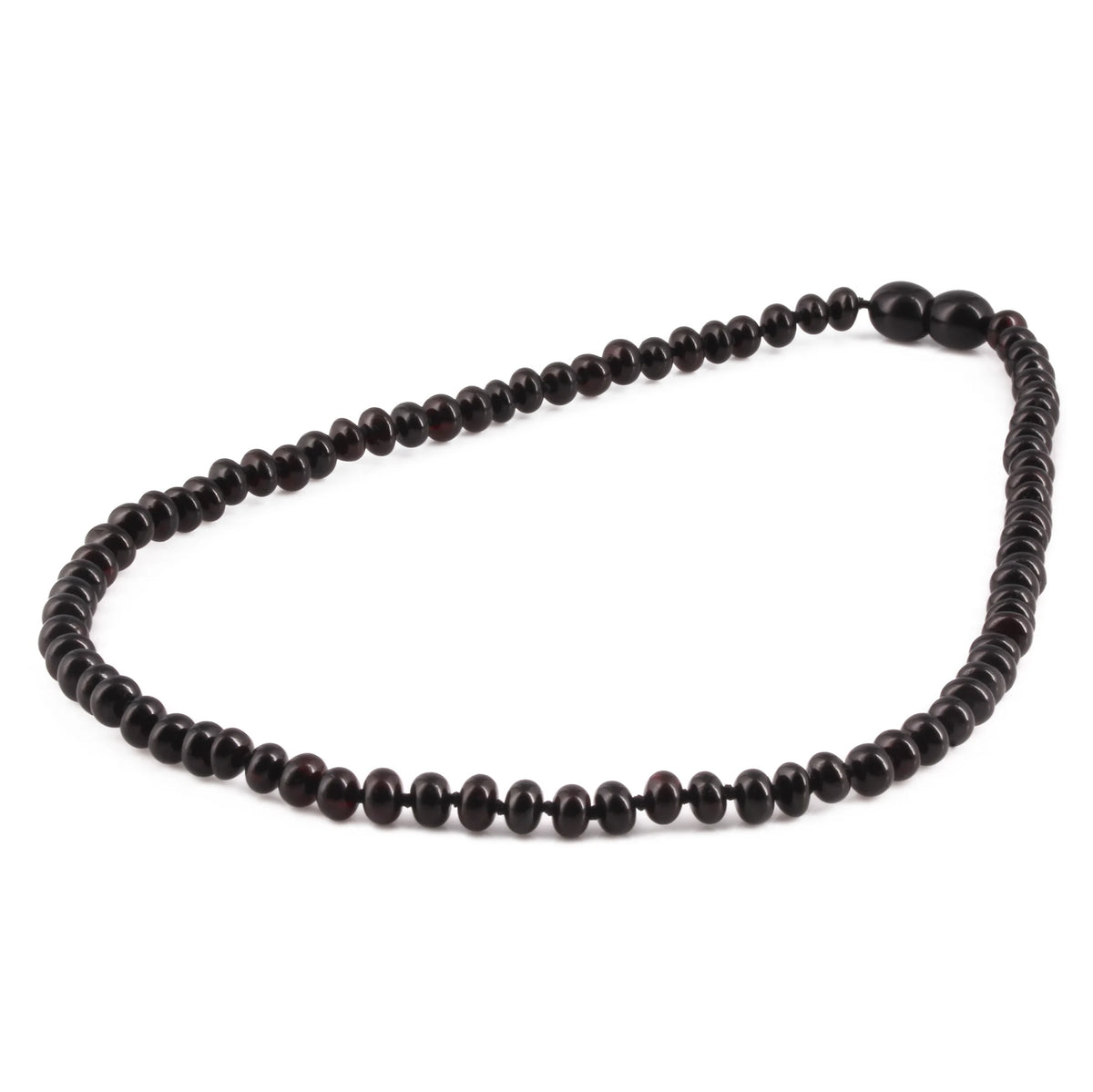 Natural Baltic Amber Junior Necklace. Roundel Black 5mm - XR53B