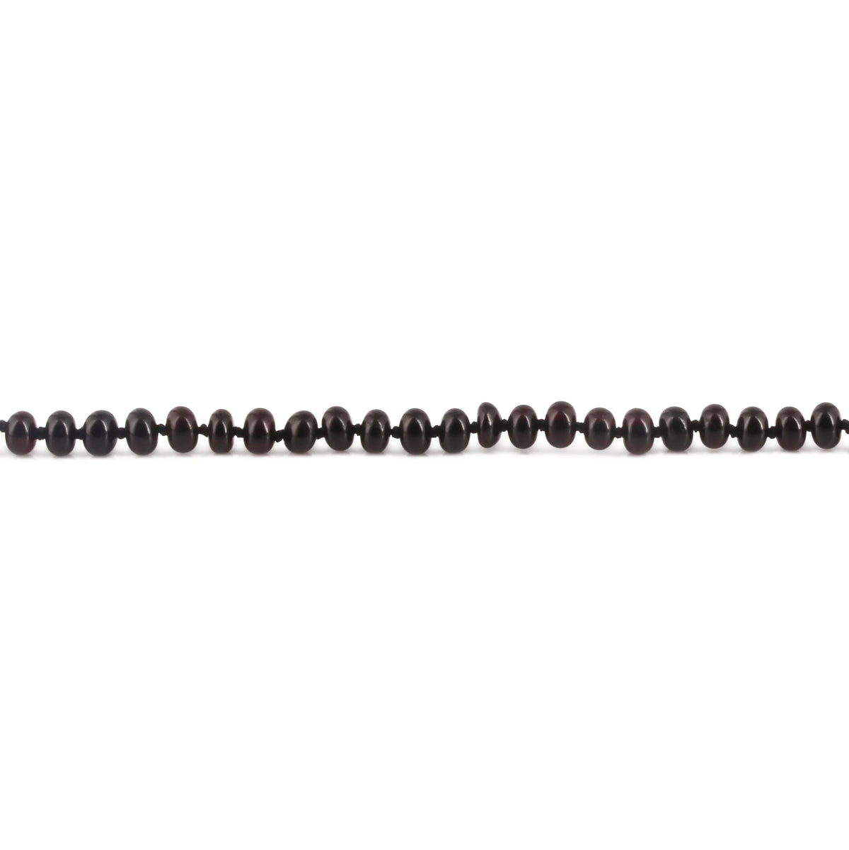 Natural Baltic Amber Junior Necklace. Roundel Black 5mm - XR53B