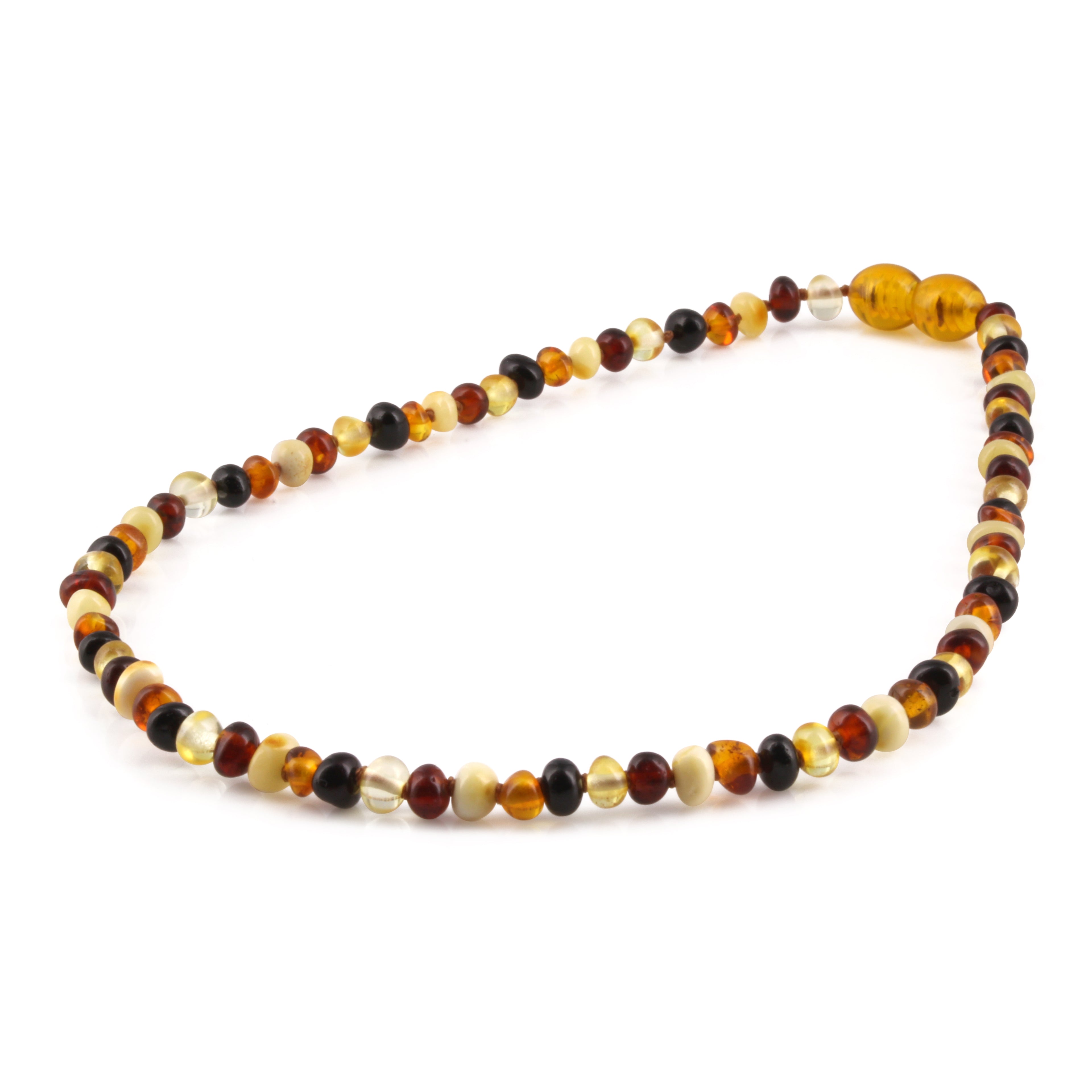 Baltic Amber Teething Necklace. Baroque Multicolour 4mm - XB43M