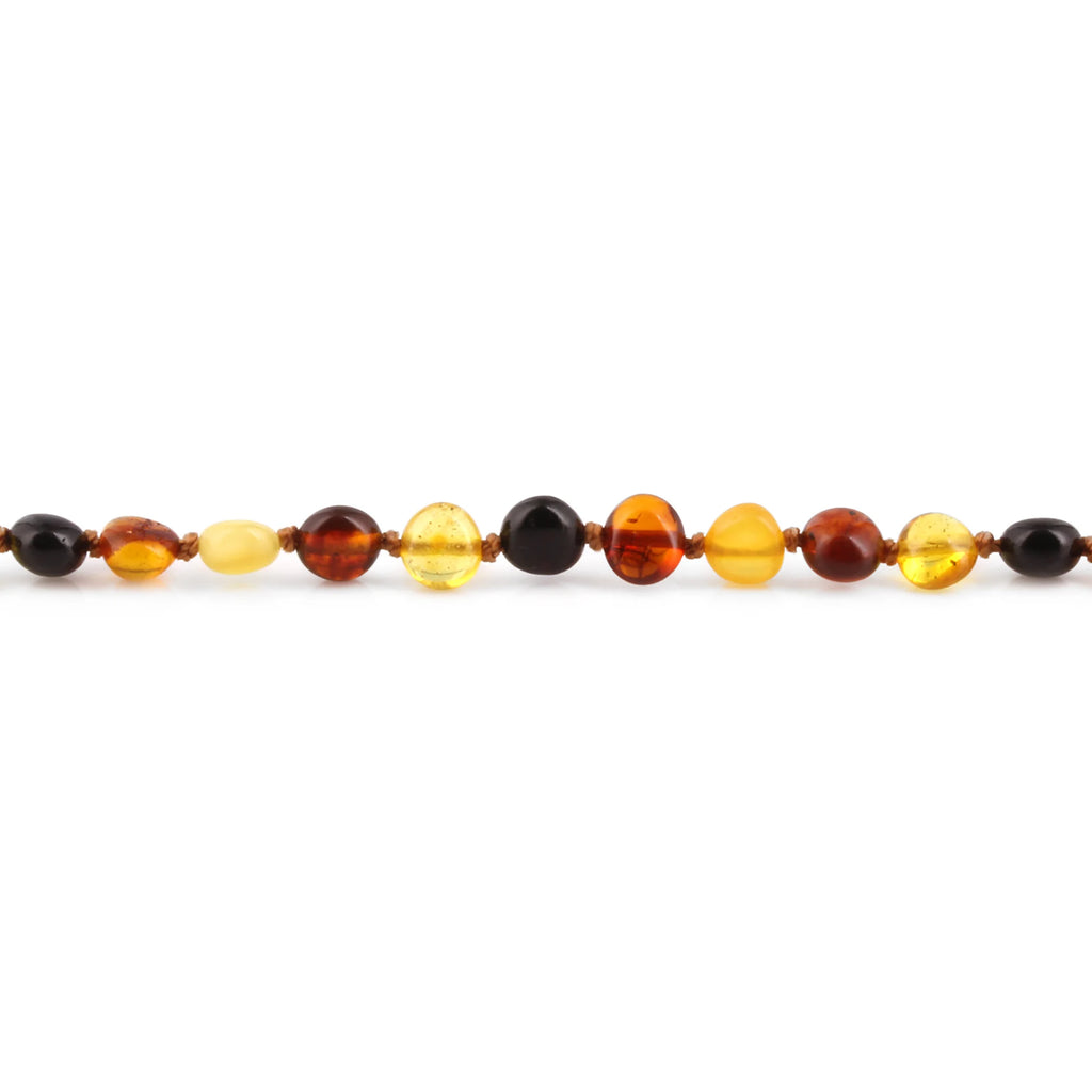 Baltic Amber Teething Bracelet. Side Drill Multicolour 6mm - XS64M
