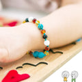 Baltic Amber Child Bracelet with Lake Blue Imperial Jasper & Tridacna Shell. Baroque 5mm - LE474-T