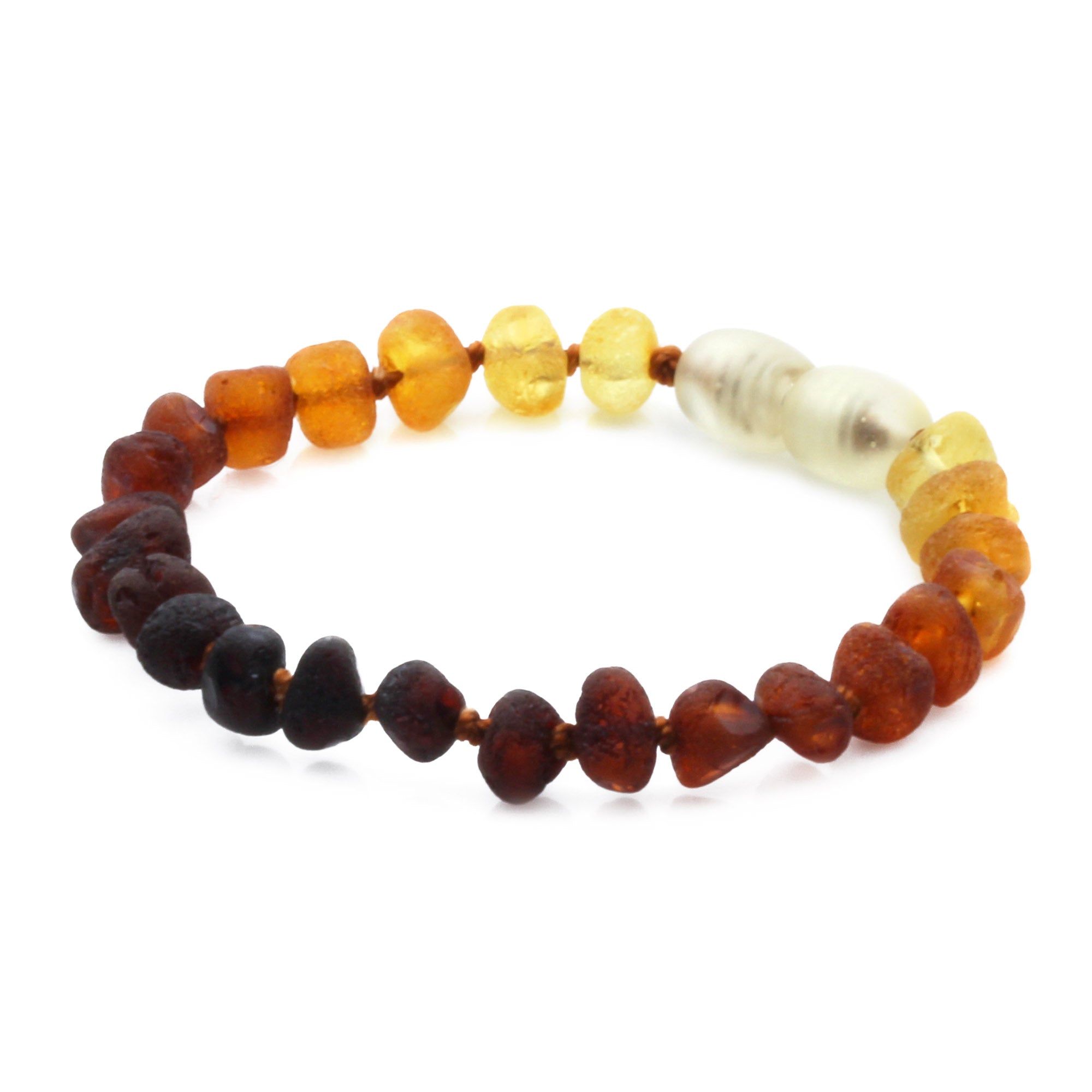 Baltic Amber Teething Bracelet. Baroque Rainbow 5mm - BA90