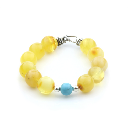 Adult Baltic Amber Bracelet Round Beads 11mm 18gr. SPS02